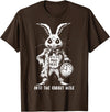 The Creepy White Rabbit in Wonderland Horror Fantasy Art T-Shirt in Brown