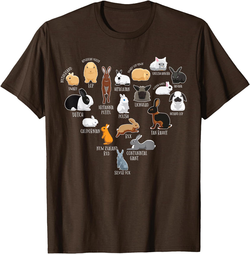 Rabbit Types & Cute Rabbit Species, Bunny - Rabbits T-Shirt in Brown