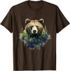 Bear Forest Animal Art Portrait Forest Artwork Wildlife T-Shirt - Brown