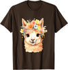 Alpaca and llama with flowers Designs Alpaca with Flowers, Cute Alpaca and Llama T-Shirt - Brown