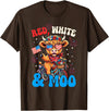 Patriotic Highland Cow USA Fourth of July Tee Red White and Moo Patriotic Highland Cow 4th July T-Shirt - Brown