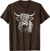 Scottish Highland Cattle Cow Merch Scottish Highland Cattle Cow Drawing T-Shirt - Brown