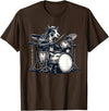 Cute Cow Playing Drums Cow Lover Apparel Cute Cow Playing Drums Cows Drummer Music T-Shirt - Brown