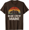 Funny Bear Hunting Clothing Bear Hunter Vintage Sunset Bear Hunting Group Maine T-Shirt - Brown