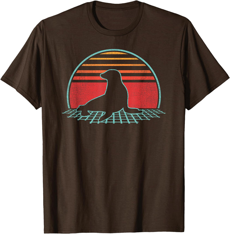 Sea Lion Graphic Art Designs Sea Lion Lover Animal Retro Vintage 80s Style T-Shirt - Brown