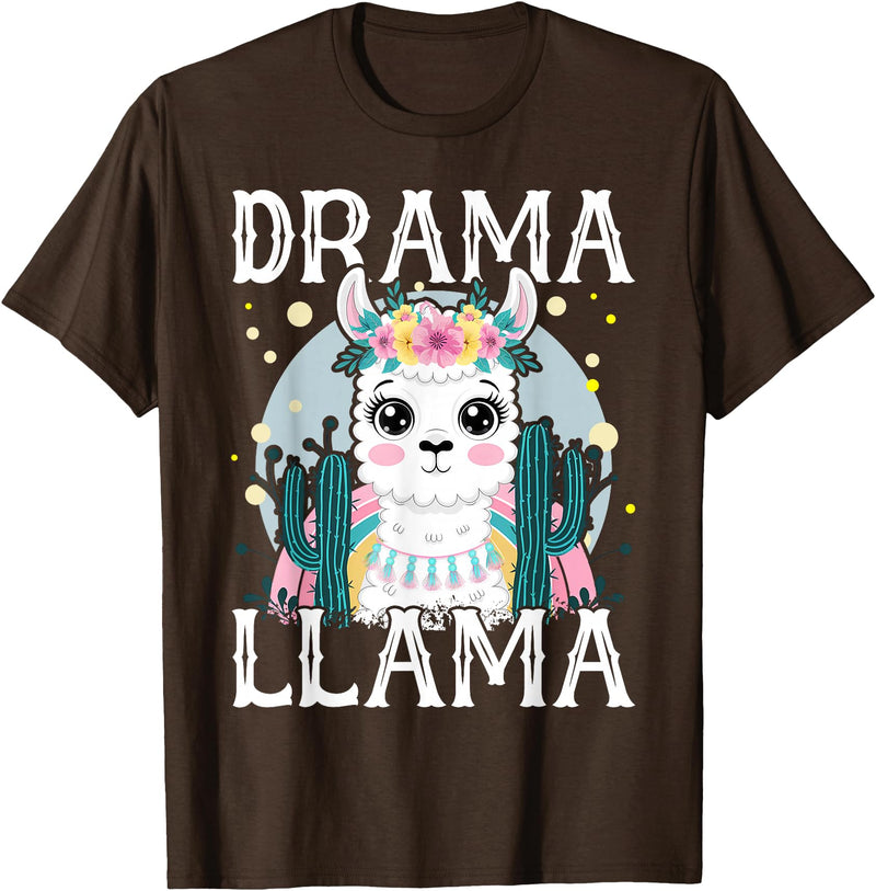Llama Lover Gift Co. Drama Llama for Kids T-Shirt - Brown
