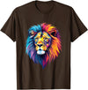 Cool Geometric Lion Colorful Geometric Lion | Lion Graphic for men, women, teens T-Shirt - Brown