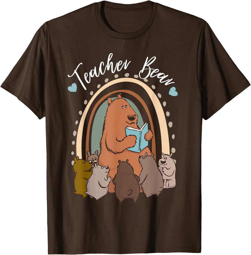 Thank You Teacher Appreciation Gifts Teacher Bear Reading Appreciation Teacher Graphic T-Shirt - Brown