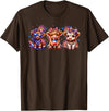 July 4th Highland Cow Farm Lovers American Costume Highland Cow Cattle Animal Lover Patriotic 4th of July T-Shirt - Brown