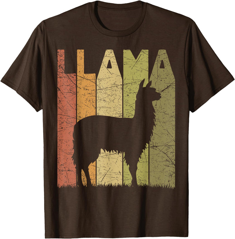 Alpaca Llama Vintage Llama Farming Designs. Llama Vintage Alpaca Llama Lover Retro Alpaca Farmer T-Shirt - Brown