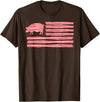 Symbolizes Roasts Hog Meat Sweet Bacon Clothing Sweet Salted Smoke Meaty Pig Flag Artwork Bacon T-Shirt - Brown