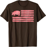 Symbolizes Roasts Hog Meat Sweet Bacon Clothing Sweet Salted Smoke Meaty Pig Flag Artwork Bacon T-Shirt - Brown