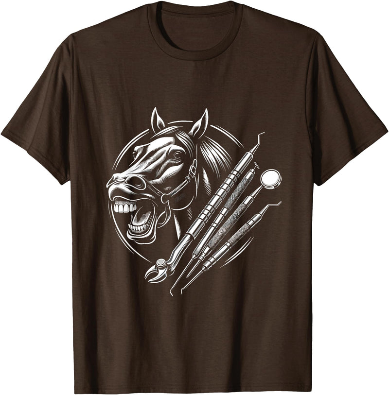 Equine Dentistry Equine Veterinarian Apparel Equine Dentistry Horse Lover Designs T-Shirt - Brown