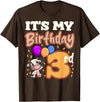 Cow Birthday 3 Party Farmyard Apparel Cow 3rd Birthday Party Balloons Moo Farm Animal Vet Barn T-Shirt - Brown