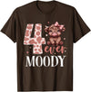 Highland Cow Print 4 Year Old Girl Birthday Gifts 4 Ever Moody Scottish Highland Cow 4th Birthday Girl T-Shirt - Brown