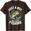 Boy Fishing Fisher Angler Kid Just A Boy Who Loves Fishing T-Shirt - Brown