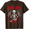 Bone Knitting Co. Purl Jam Skeleton Knitting Craft Lover Funny Design T-Shirt - Brown