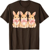 Retro Bunny Coquette Bow Rabbit Easter Women Teen Girls T-Shirt in Brown