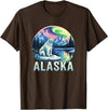 Alaska Cruise Trip Alaska Northern Lights Aurora Viewing Vacation Alaska Trip T-Shirt - Brown