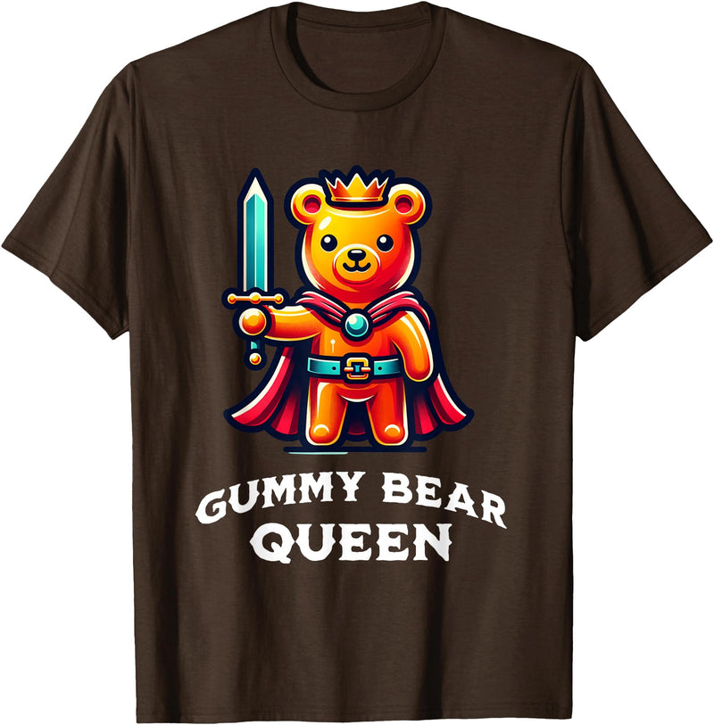 Gummy Bear Funny Quote Gummy Bear Queen Funny Gummy Bear Lovers Saying Illustration T-Shirt - Brown