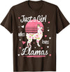 Pack A Punch Just A Girl Who Loves Llamas Llama Shirt Vintage T-Shirt - Brown