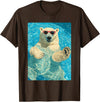 Pool Party Summer Animals Designs Funny Polar Bear with Sunglasses Summer Animal Swimming T-Shirt - Brown
