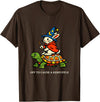 Off to Cause a Kerfuffle Bunny Rabbit Turtle T-Shirt in Brown