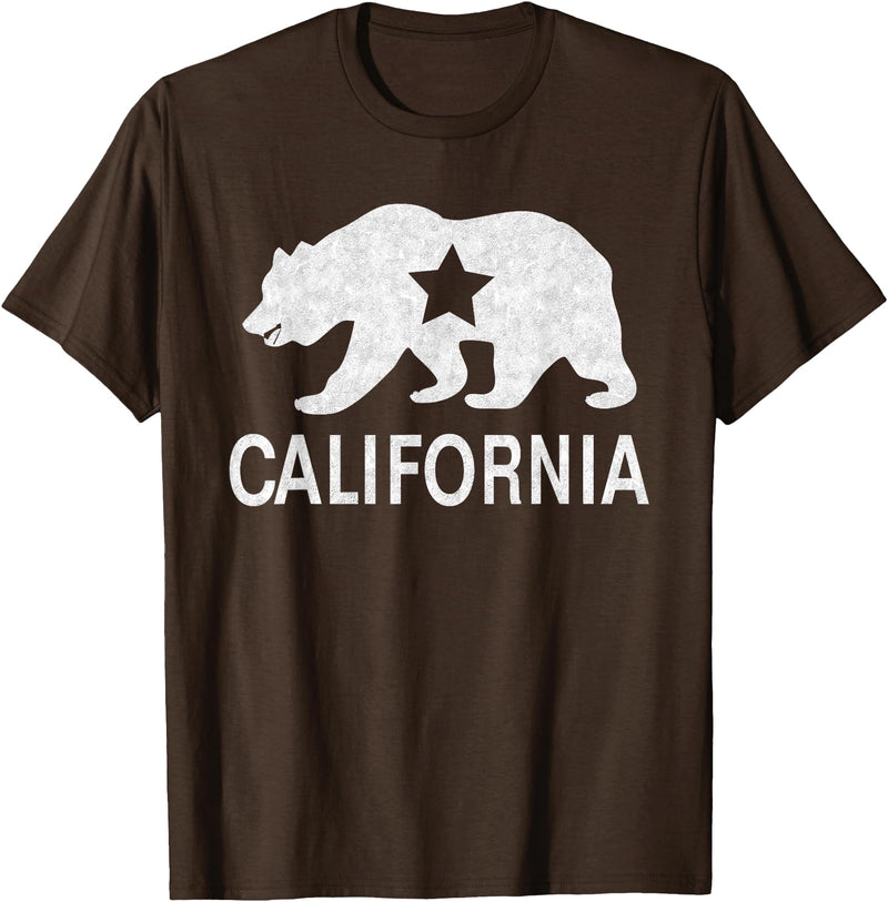 California Bear Souvenirs California State Flag Republic Of California T-Shirt - Brown