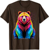 Bear Lover Gift Co. Polar Bear Polygon Animal Art Colorful Graphic Polar Bear T-Shirt - Brown