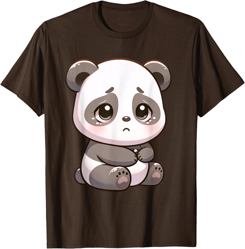 Cute Sad Panda Designs Sad Panda Bear Animal T-Shirt - Brown