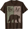 Bear Periodic Chemistry Elements Retro Arctophile Bear Periodic Table Elements Grizzly Bear Vintage Arctophile T-Shirt - Brown