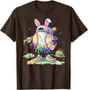 Dripping Tie Dye Rabbit Baseball Easter Bunny Men Boy Kid T-Shirt in Brown