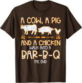 BBQ Barbecue Shirts Men Women Grilling Gifts Cow Pig Chicken Walk Bar B Q Bbq Barbecue Grilling Men Women T-Shirt - Brown