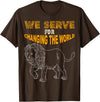 Lions member gift Lions Club Members Gift We Serve to Change the World T-Shirt - Brown