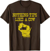 Funny Farm Nothing Tips Like A Cow Wisconsin T-Shirt - Unisex-Adults, Green, Small, Short Sleeve, Cotton, Polyester - Brown