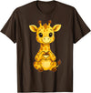 Giraffe Designer Designs Giraffe with heart | Cute giraffe with heart symbol T-Shirt - Brown