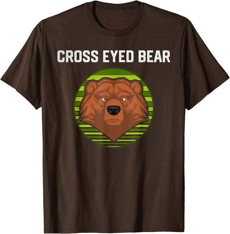 Moose Bronco Funny Cross Eyed Bear Animal Graphic T-Shirt - Brown