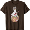 DiscoballAxis1 Funny Llama Disco Dancing Ball Groovy Retro 80s Costume T-Shirt - Brown