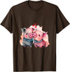 Unique Pig Lover Decor & Apparel Gifts Shop Two Loving Pigs In Love Heart Valentine's Day Pig T-Shirt - Brown
