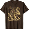 Funny Cowboy Easter Bunny Retro Vintage Western Howdy T-Shirt in Brown
