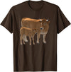 Bauernhof-Tiere von CSForest Aubrac Cow and Aubrac Calf Cattle Farm Animals T-Shirt - Brown