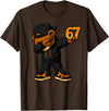 Funny Hip Hop Teddy Bear Six Seven Meme Designs Dabbing Teddy Bear 67 Meme Funny Brainrot Hip Hop Kids Boys T-Shirt - Brown