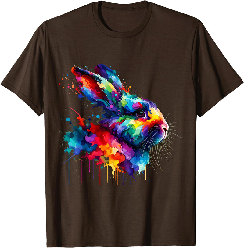 Splash Art Rabbit T-Shirt in Brown