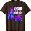 Funny Birthday Llama Pinata Family Bruh It’s My Birthday Funny Llama Pinata Bday T-Shirt - Brown