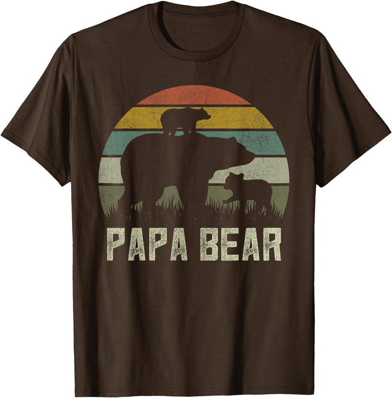Bear Cubs Family Matching Gifts & Shirts Clothing Funny Papa Bear Shirts, Cub 2 Kids Fathers Day Grandpa T-Shirt - Brown