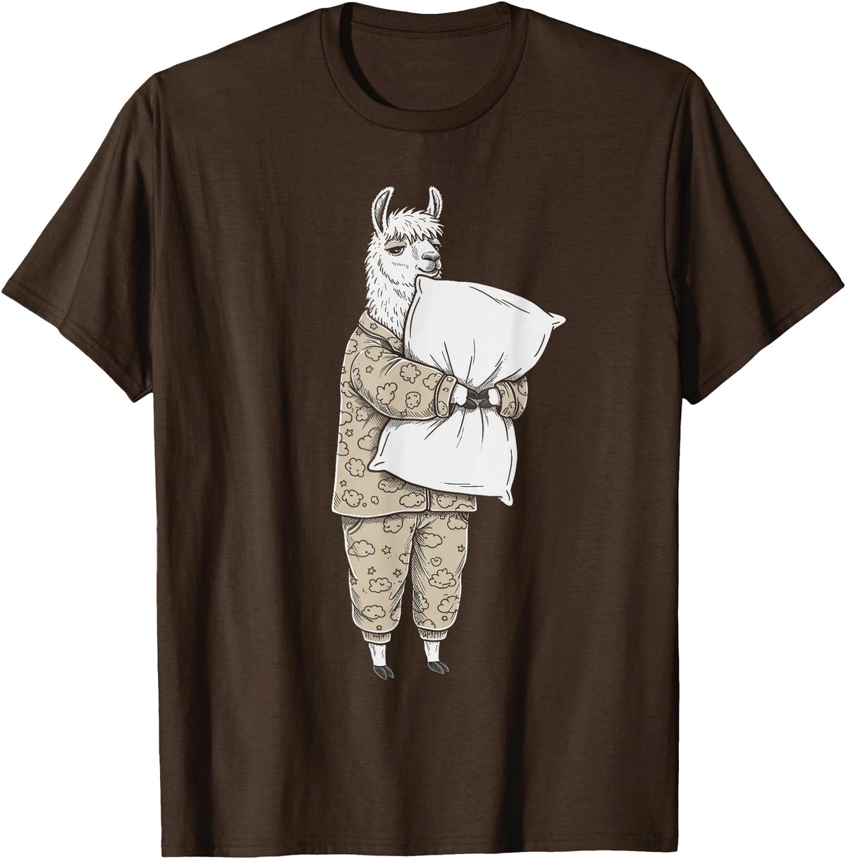 Sleeping & Napping Funny Designs For Nap Lovers Funny Sleepy Llama Alpaca Pajama Women Kids Boys And Girls T-Shirt - Brown