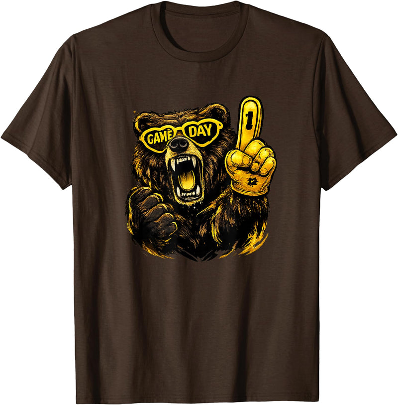 Cool Hockey Lion Game Day Sports Gift Funny Hockey Bear Game Day Vintage Shirt for Fans T-Shirt - Brown