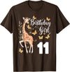 Giraffe Birthday Party by LazyPanda Giraffe 11th Birthday Girl 11 Years Old Giraffe Lover T-Shirt - Brown