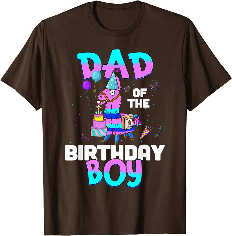 Llama Boys Kids Lovers Dad Fathers Creations Llama Birthday T-Shirt; Birthday Boy Shirt for Dad Father T-Shirt - Brown