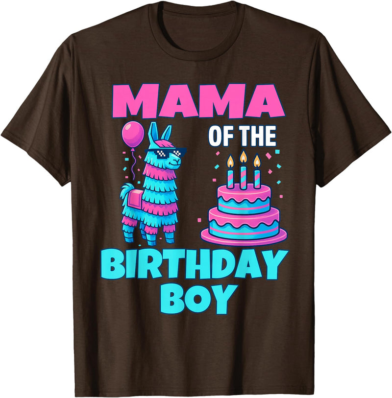 gaming gamer Birthday Llama Pinata Family Apparel mama Birthday Boy Llama Pinata Party family mathing women T-Shirt - Brown